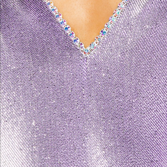 AREA Crystal Strap Bodysuit Silver Violet Purple S - Picture 4 of 10